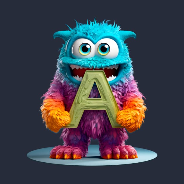 Adorable Kids Monster Alphabet Letter A Funny Back to School by Ariela-Alez