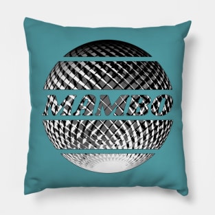 Silver disco ball with the inscription "Mambo". Pillow