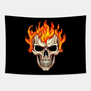 Flaming Skull Tapestry