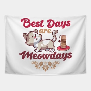 Best Days Are Meowdays Cute Funny Cat Lover Design Tapestry