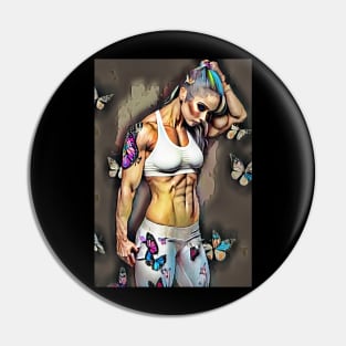 Female Bodybuilder butterflies Pin