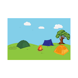 Camping Ilustration T-Shirt