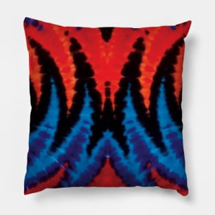 Zig Zag Pattern Red Blue Purple Black Tie Dye Pillow