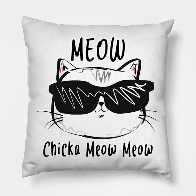 Meow Chicka Meow Meow Pillow by HilariousDelusions