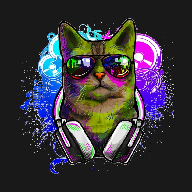 Cat DJ  Rave  DJ  S DJ EDM Rave by Peter Smith