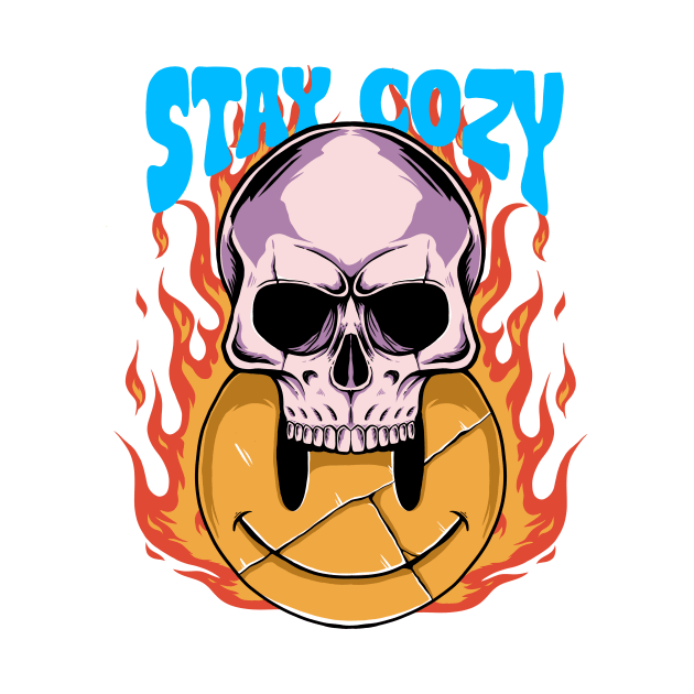 STAY COZY, Skulls Fiery Bite on Smile by HzM Studio
