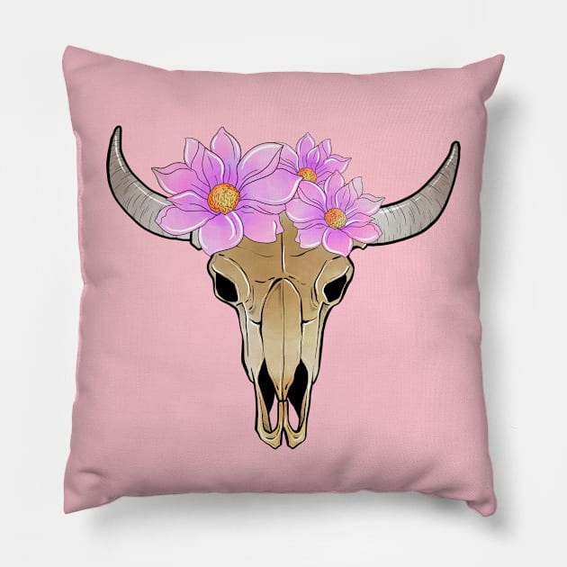 Boho Skull Pillow by LalART Shop