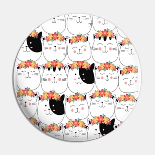 Flowers Cute Cat pattern Pin