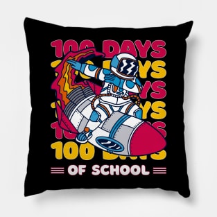 100 days of school typography featuring Astronauts dabbing on a rocket #3 Pillow