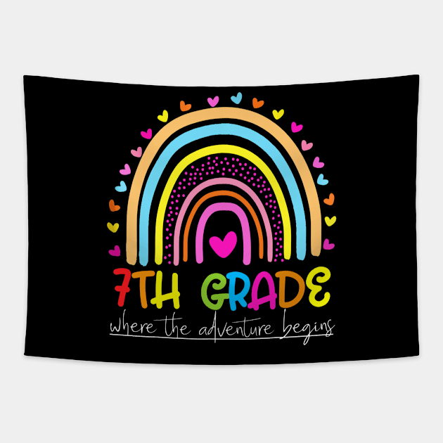 Rainbow 7th Grade Where The Adventure Begins Tapestry by Red and Black Floral