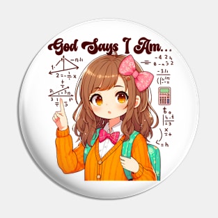 God says I am a TEACHER Math Design | Women’s, GIRL Pin