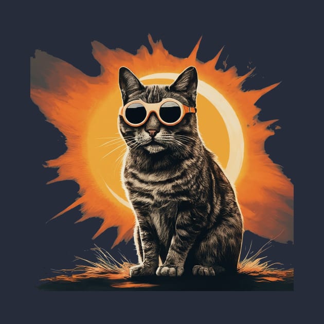 Cute Cat Wearing Solar Eclipse Glasses by  El-Aal