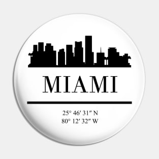 MIAMI FLORIDA BLACK SILHOUETTE SKYLINE ART Pin