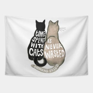 Time Spent With Cats Is Never Wasted Funny Tshirt For Lover Cat Tapestry