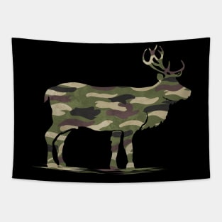 Reindeer in Camouflage Color Hunting On Christmas Tapestry