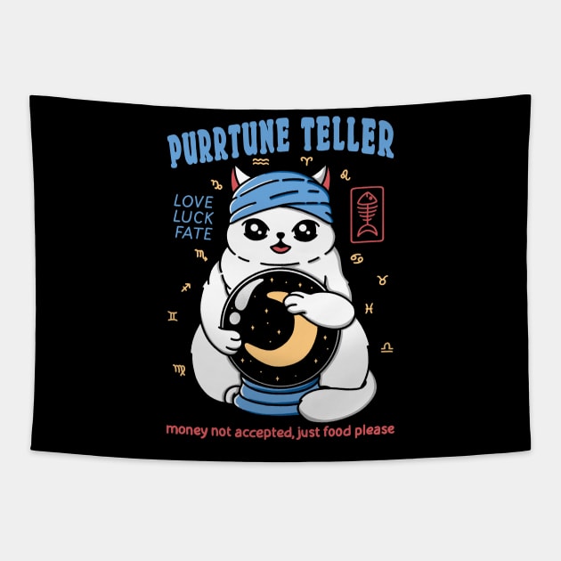 Cat Purrtune Teller Tapestry by Kimprut