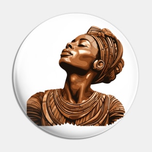 Wooden Carving of a Braided African Woman Pin