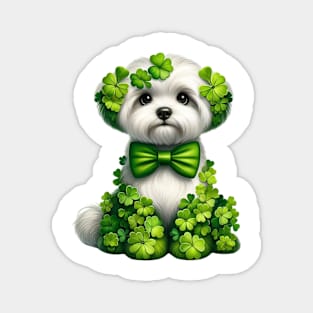 Clover Maltese Dog St Patricks Day Magnet