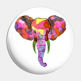 Colorful Watercolor Elephant Pin