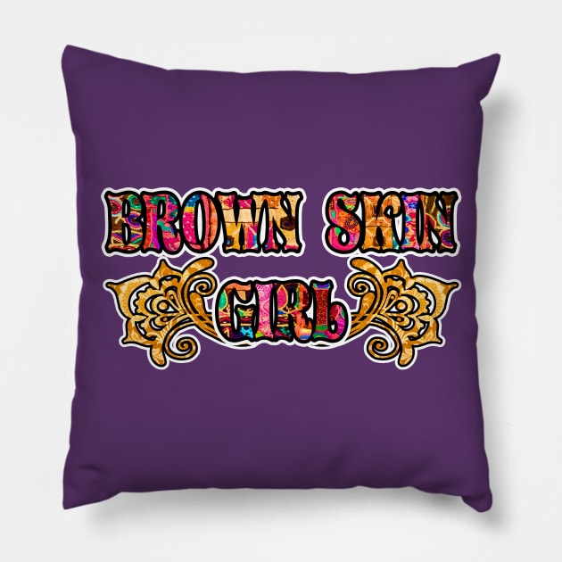 Brown Skin Girl Pillow by artbyomega