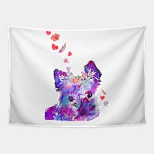 Yorkshire Terrier peeking Tapestry