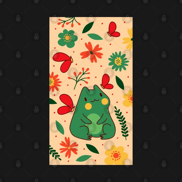 Cute Cottagecore Frog Floral Aesthetic by Sugoi Otaku Gifts