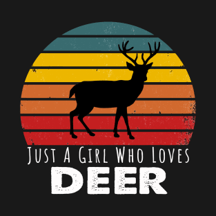 Just A Girl Who Loves Deer  Retro Vintage T-Shirt