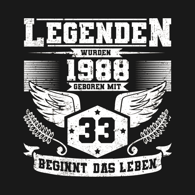 33. Geburtstag Geschenkideen 33 Jahre 1988 Geburtstag by HBfunshirts