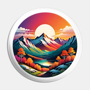 Mountaints Sunste Retro Pin