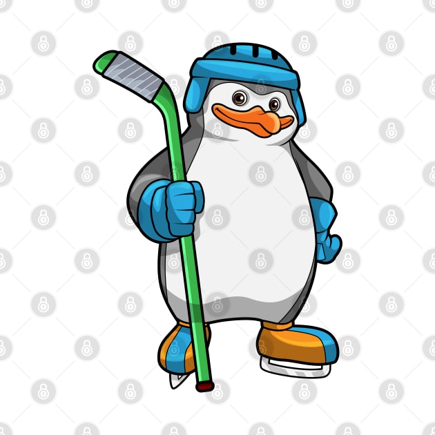 Penguin at Ice hockey with Ice hockey stick by Markus Schnabel