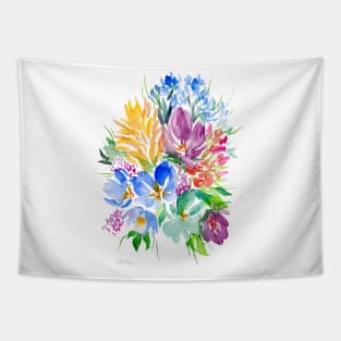 Colorful Bouquet - Transparent Watercolor Floral Tapestry