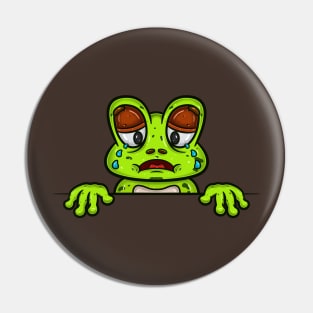 Frog Cartoon With Crying Face Expression Pin