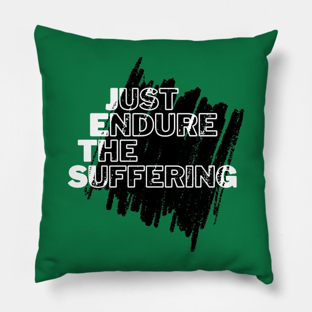 JETS Just Endure the Suffering Scribble Pillow by Sleepless in NY