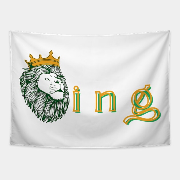 Crowned Royal King Lion Tapestry by Mia