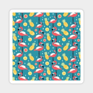 Tropical Flamboyance: Flamingo & Pineapple Extravaganza Magnet