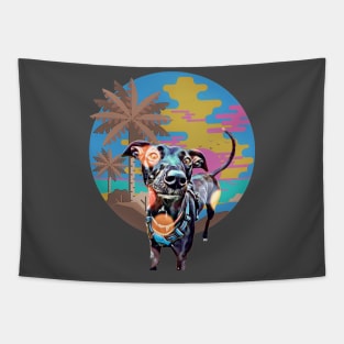 Mexican Hairless dog (XOXO) palm tree sunset Tapestry