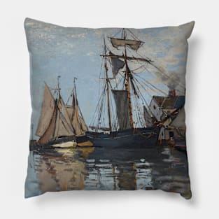 Boats in the Port of Honfleur by Claude Monet Pillow