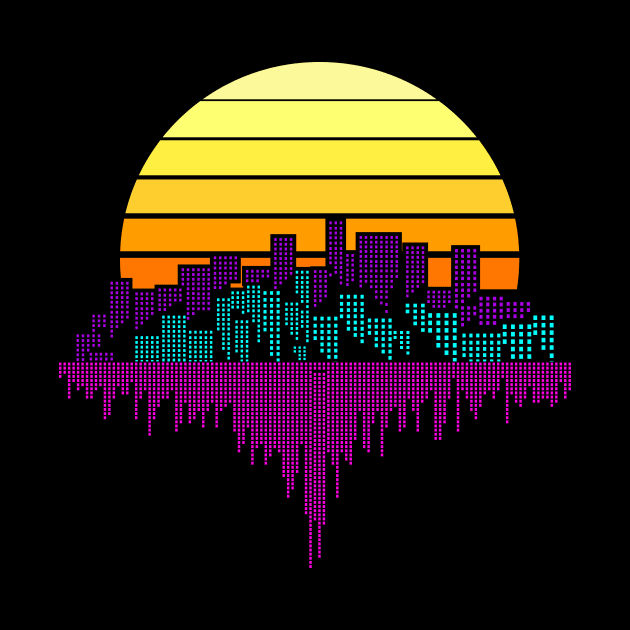 Vintage Retro 80s Sunset City Gift by Delightful Designs