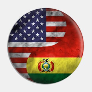 USA and Bolivia Dual Flag Yin Yang Combination Pin