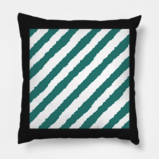 Teal Green Diagonal Stripe Seamless Pattern Pillow