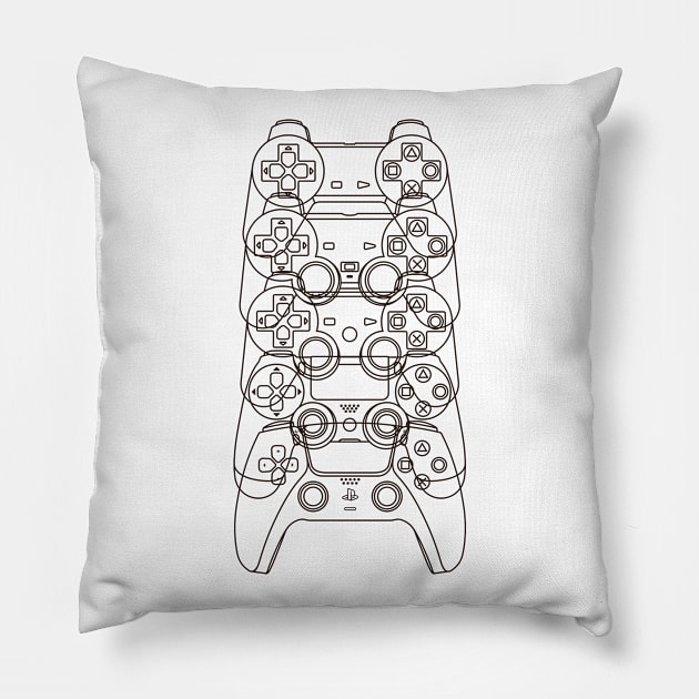 Controles de PlayStation PS1-PS5 (Lineas Negras) Pillow by ZeroSagitary