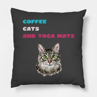 Coffee cats and yoga mats funny yoga and cat drawing Pillow