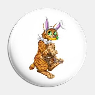 Bobtail BunnyCat: Ginger Tabby (White) Pin