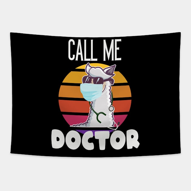 Funny Llama Doctor Tapestry by Foxxy Merch