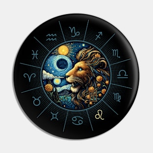 ZODIAC Leo - Astrological LEO - LEO - ZODIAC sign - Van Gogh style - 12 Pin