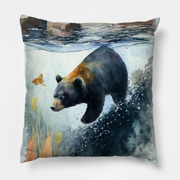 Black Bear Swimming Pillow by TheCore