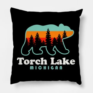Torch Lake Beach Vacation Michigan Bear Trees Pillow