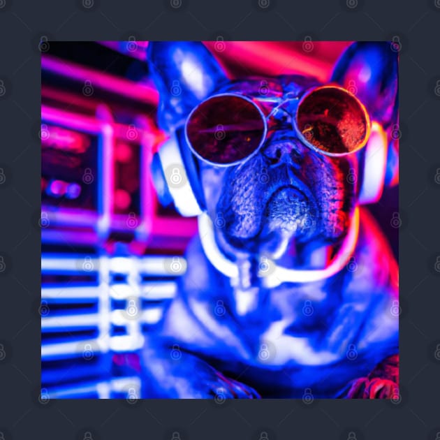 Neon DJ Frenchie by PNPTees