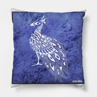 peacock in royal bird wallpaper in saphire ecopop art Pillow