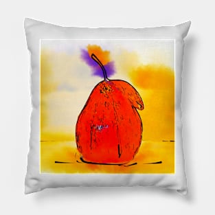 Orange Pear Watercolor Pillow